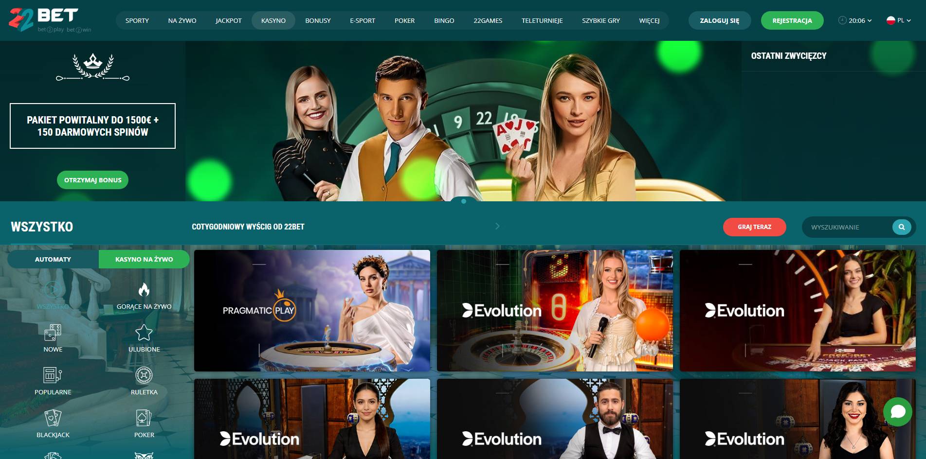 22Bet Casino strona główna