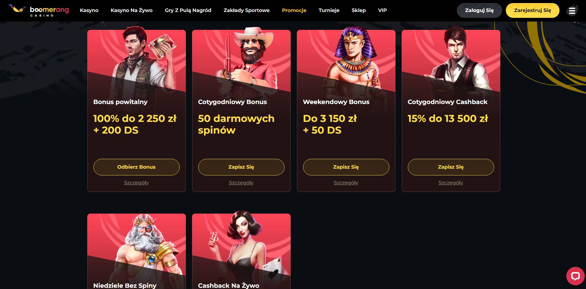 Boomerang Casino bonusy i promocje