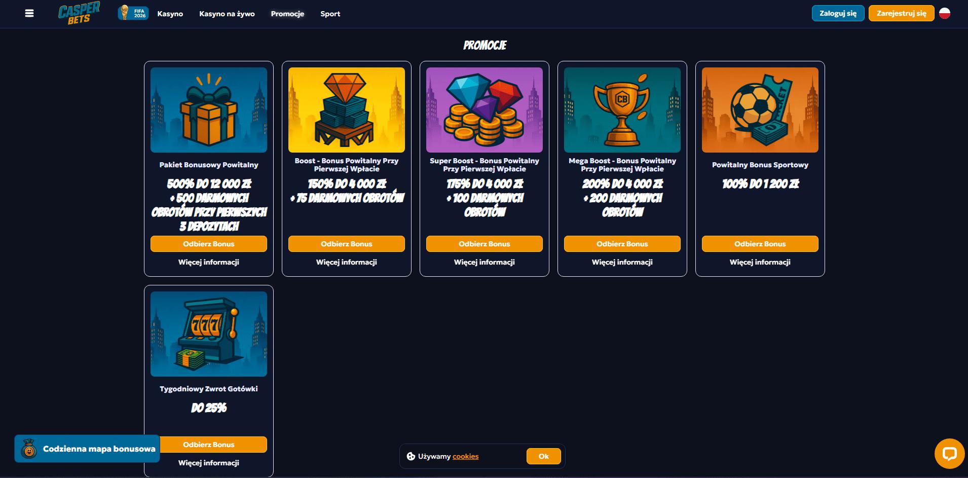 CasperBets Casino bonusy