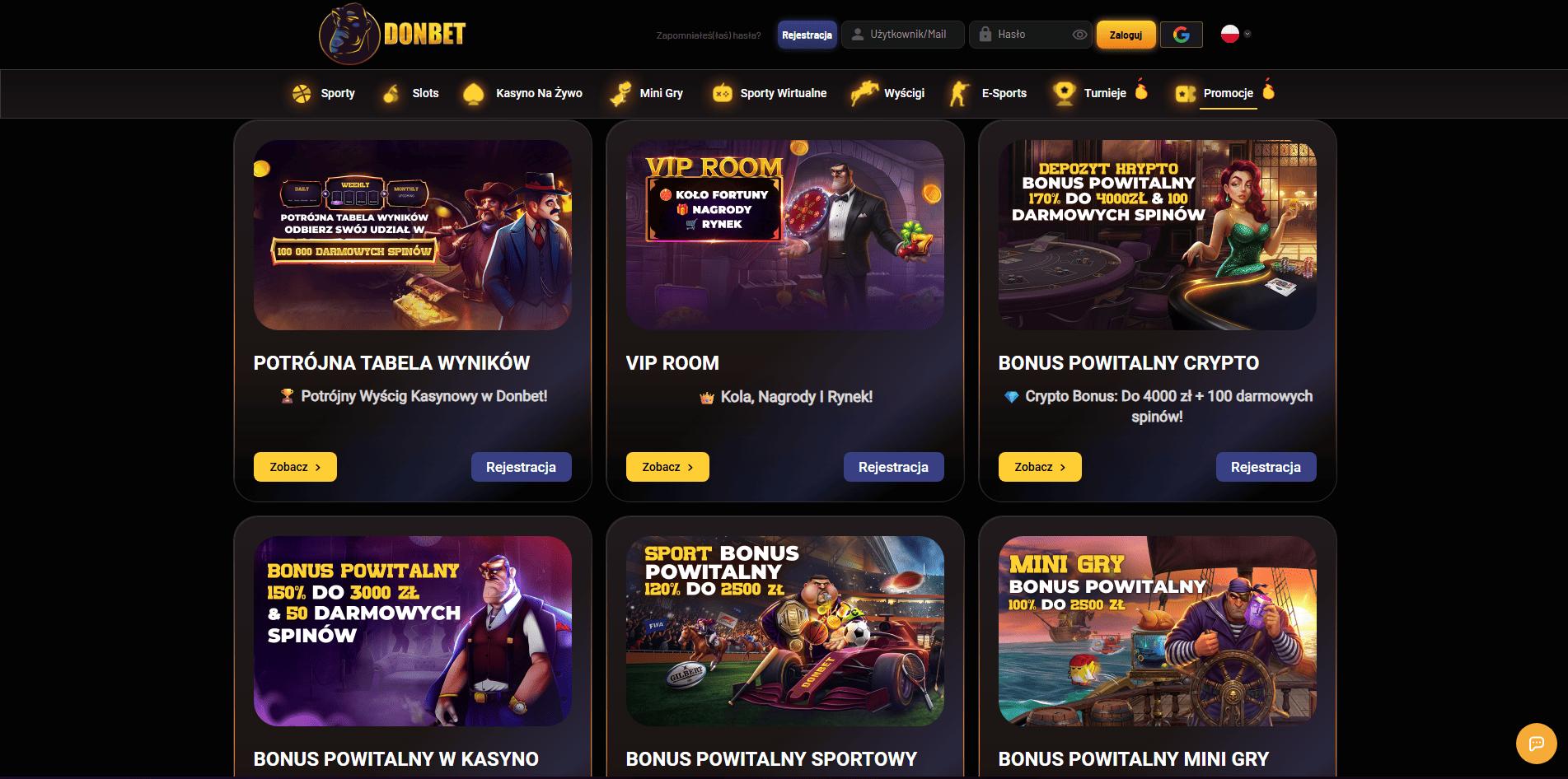 Donbet Casino bonusy