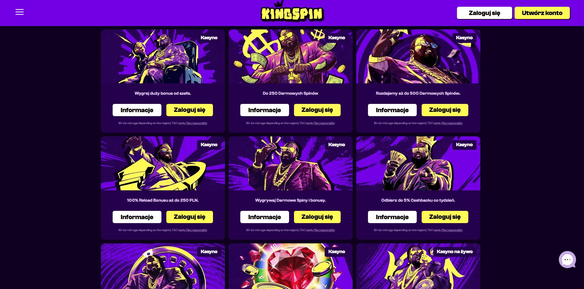 KingSpin Casino bonusy KingSpin Casino promocje