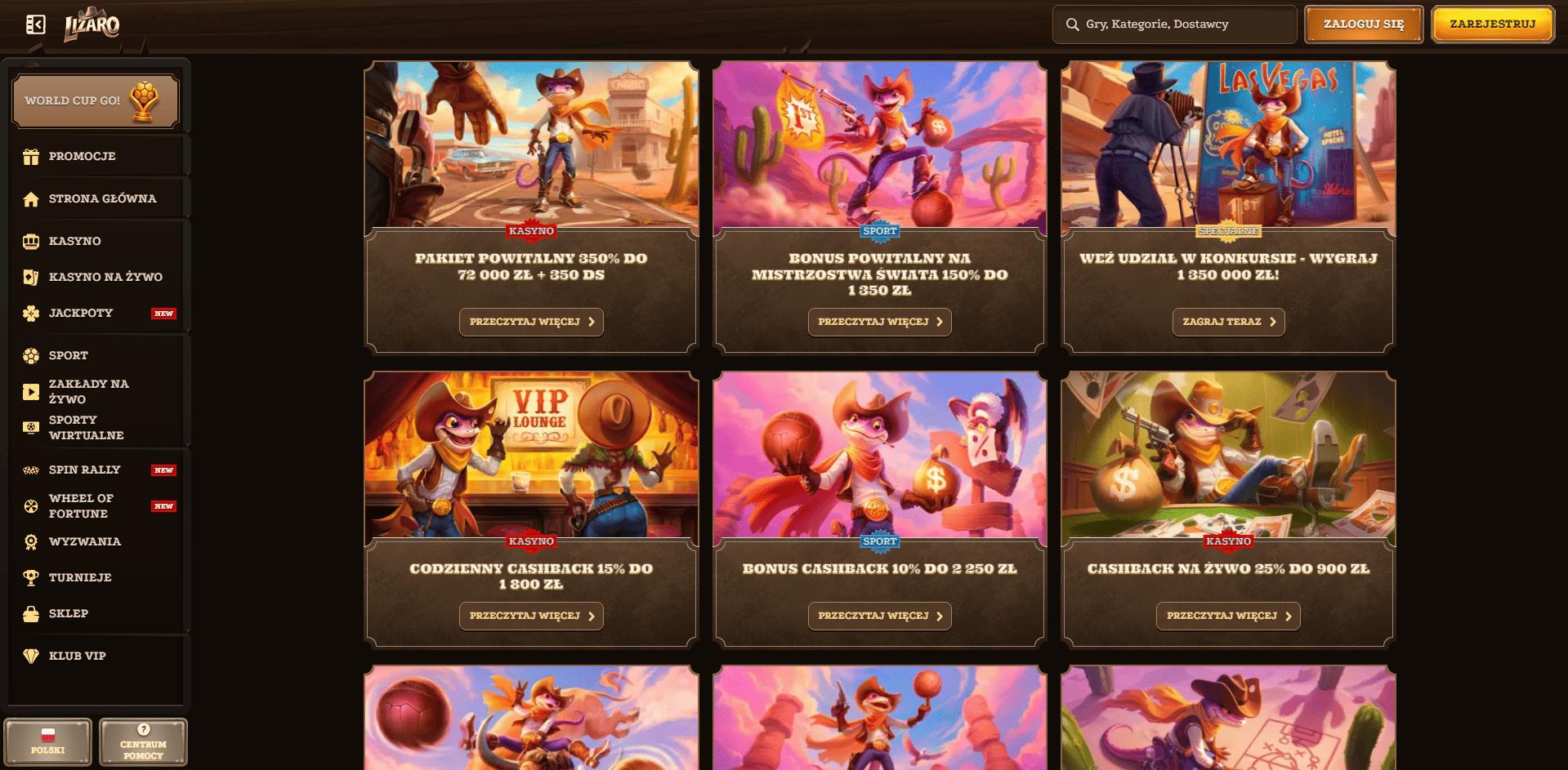 Lizaro Casino bonusy Lizaro Casino promocje