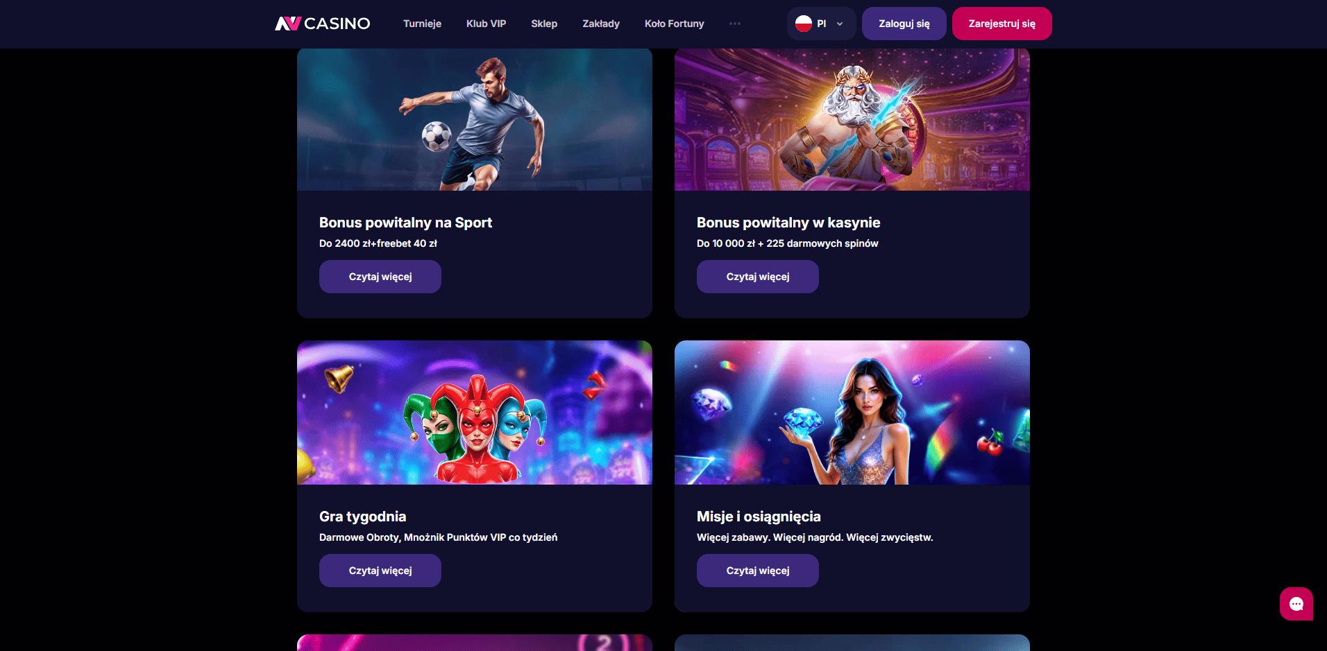 NVcasino bonusy