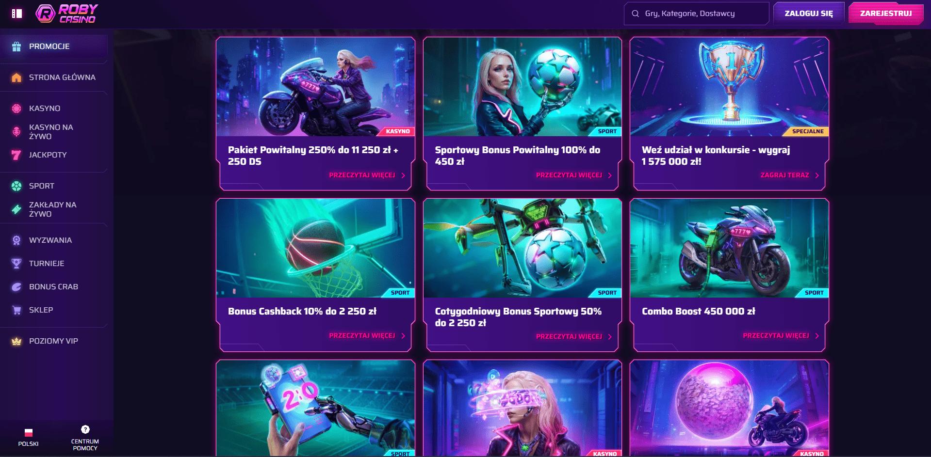 Roby Casino promocje Roby Casino bonusy