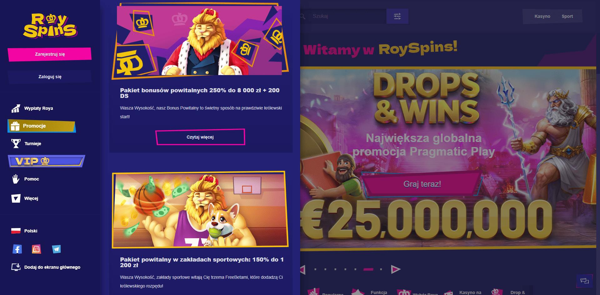 RoySpins Casino bonusy