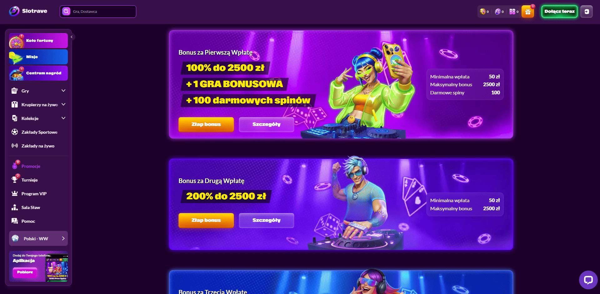 SlotRave Casino bonusy