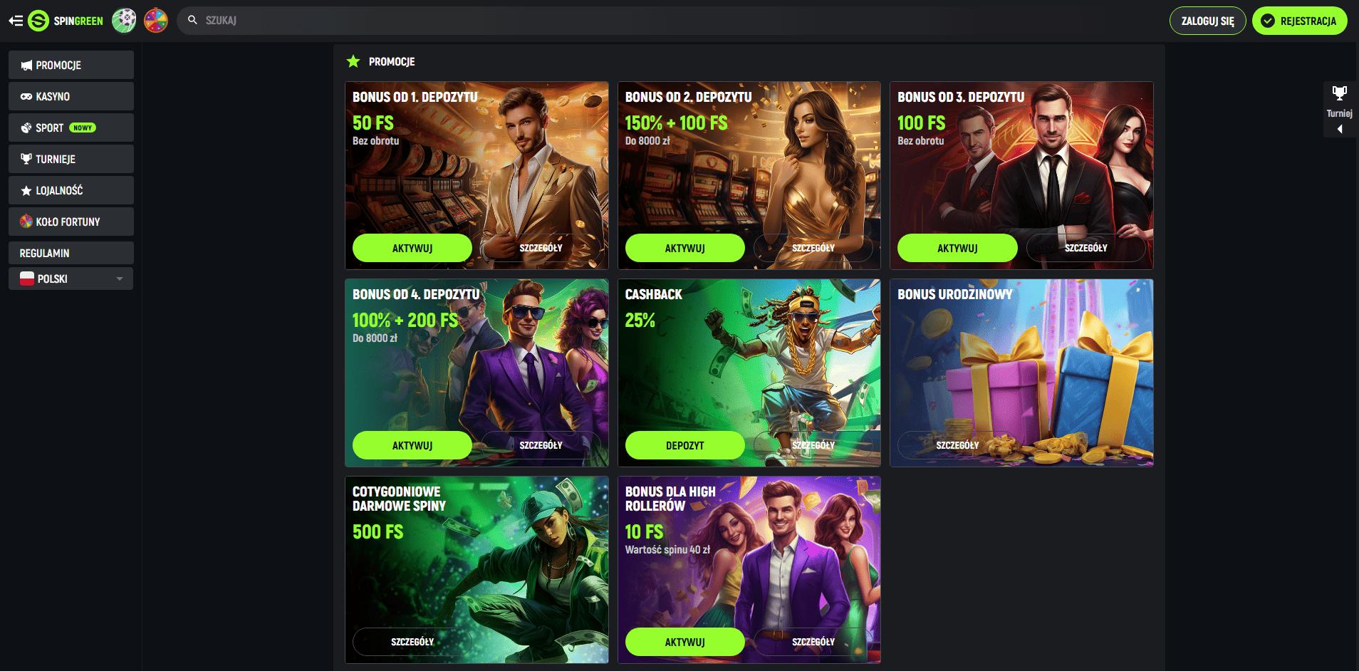 Spingreen Casino promocje