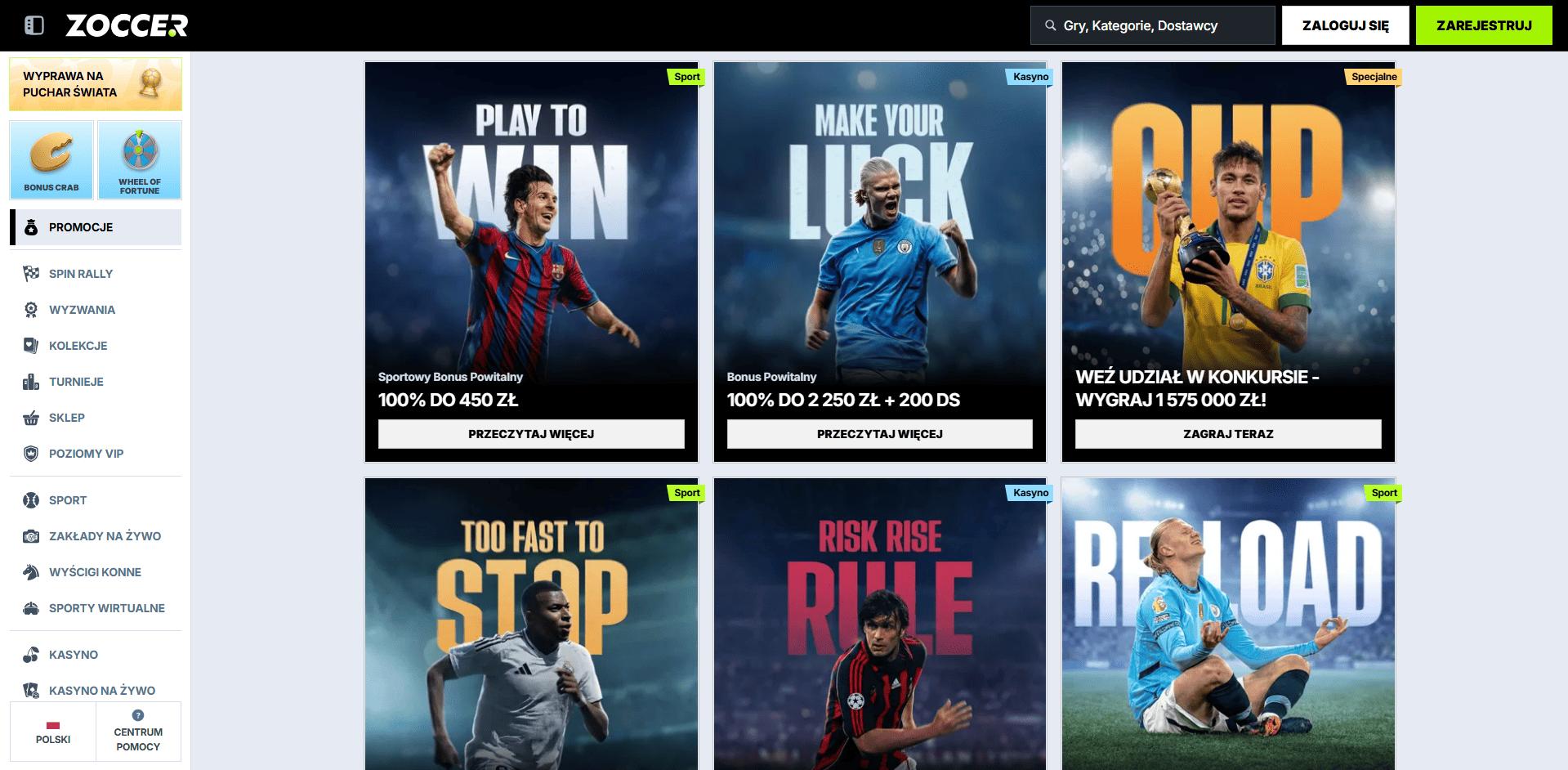 Zoccer Casino bonusy Zoccer Casino promocje